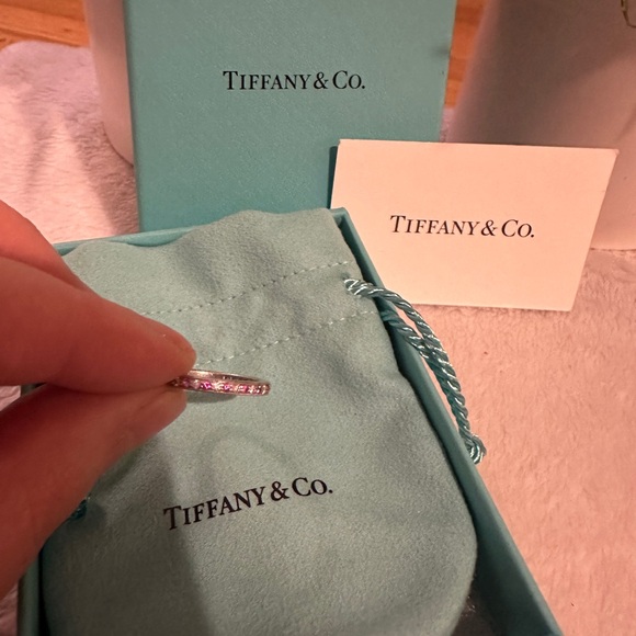 TWO Tiffany Rings- Both Platinum with Full Circle of Diamonds and Sapphires - Picture 5 of 6